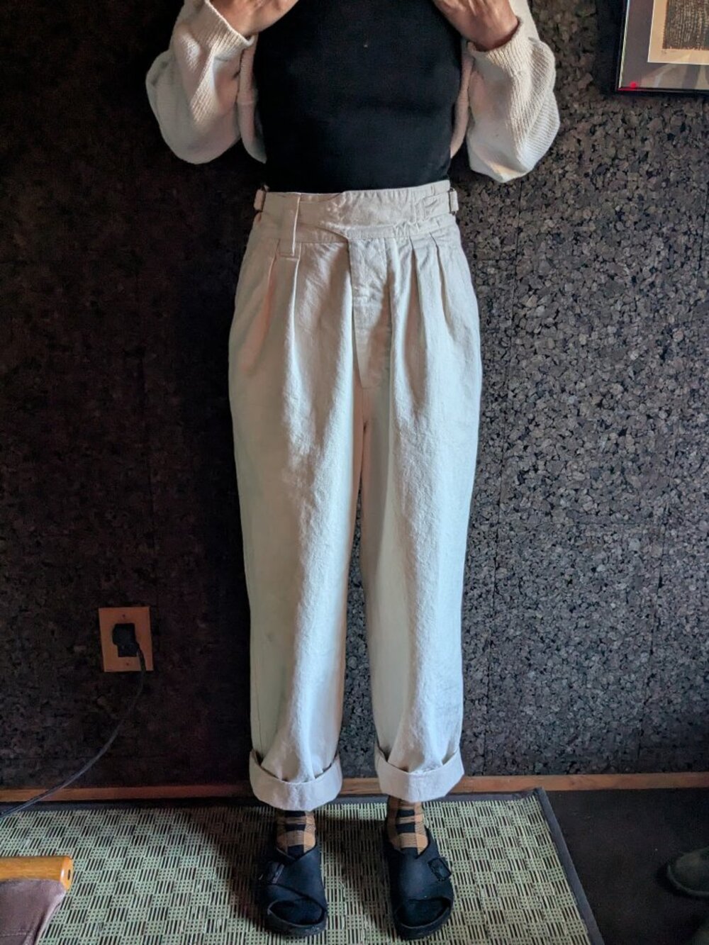 Margaret Howell NAtural White Cotton Canvas Buckle Pants- size 1 ( small)